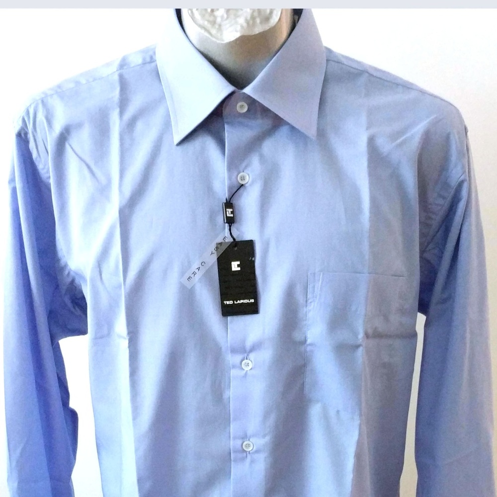Ted Lapidus Mens Shirt Light Blue Button Business